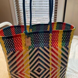 Colorful Clare V Woven Tote Bag
